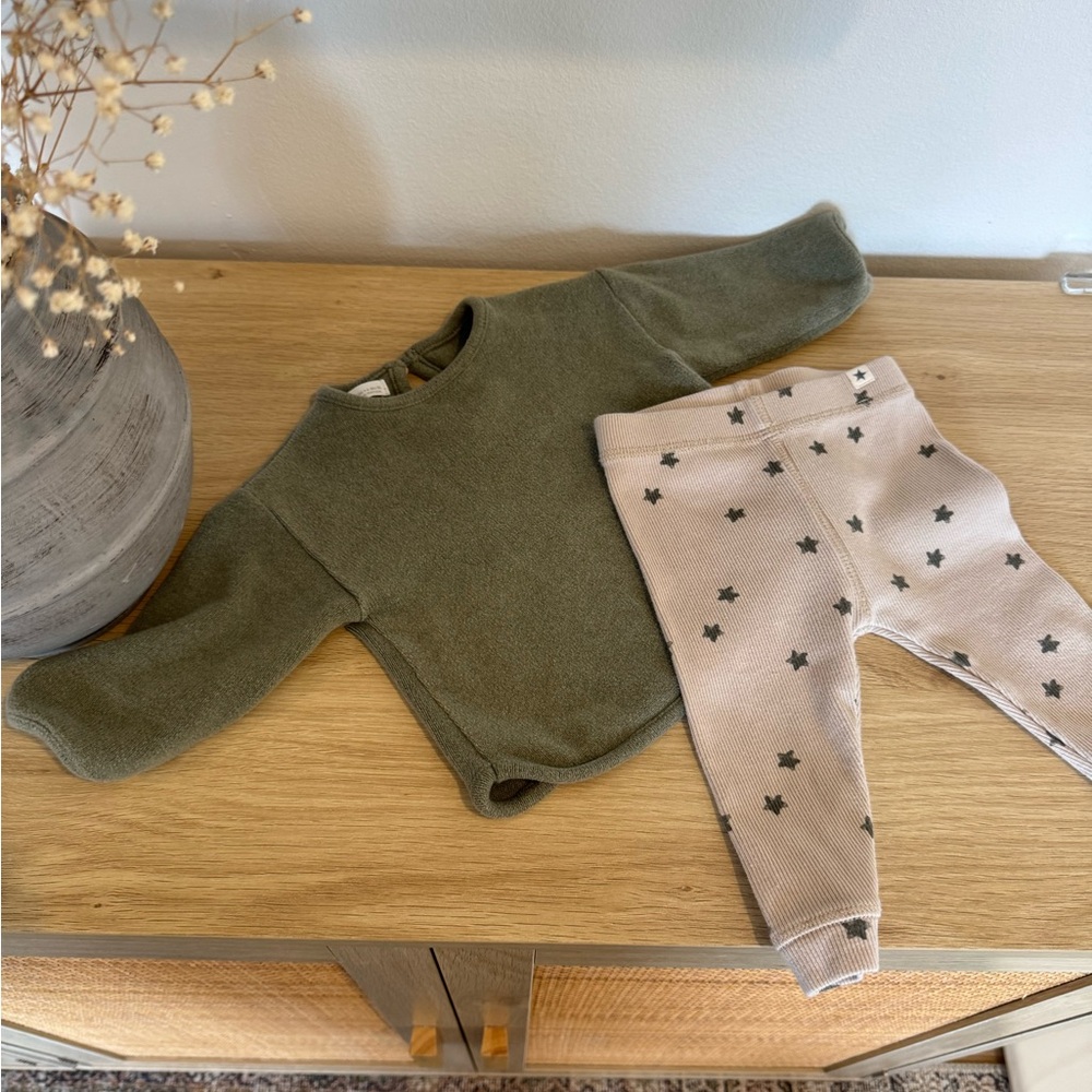 Zara Kids Matching Set in Olive and Beige